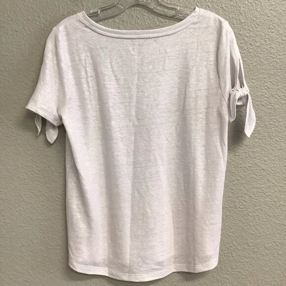 Talbots Petites SP  White with Gold Sparkle Linen Tee Top T-shirt Small Petite - Picture 2 of 8